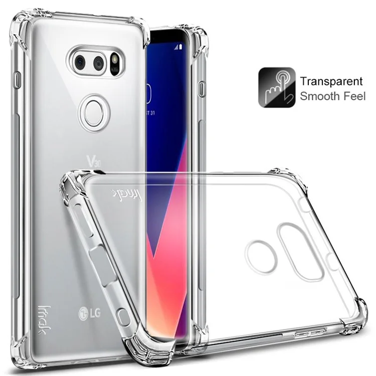 IMAK Per LG V30/v30 + Copertina Posteriore TPU a Ammortizzazione ad Aria Morbida + Protezione Dello Schermo - Trasparente