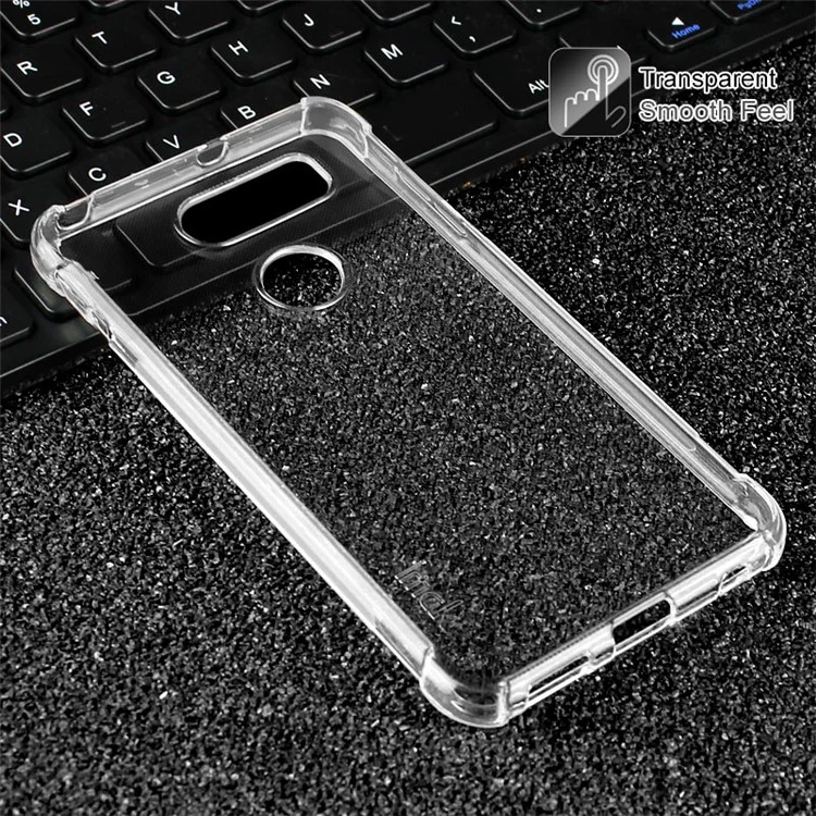 IMAK Para LG V30/v30 + Soft Air Cushioning Shock TPU TPU Back Stripe + Protector de Pantalla - Transparente