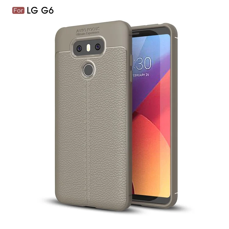 Litchi Texture Ultra-thin Soft TPU Mobile Phone Protective Case for LG G6 - Grey