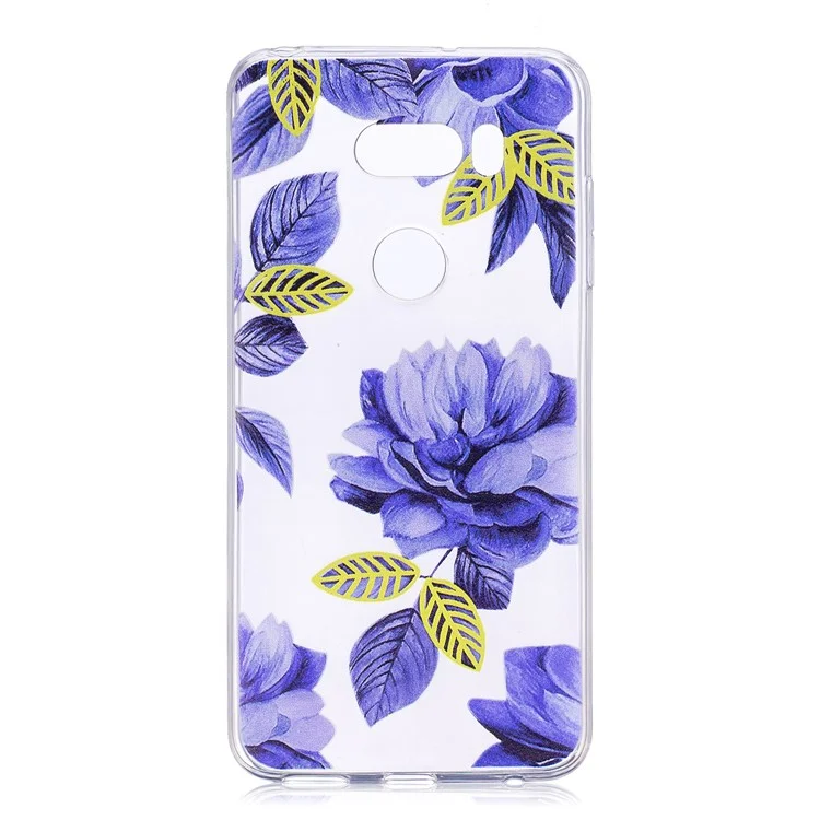 Pattern Printing TPU Phone Shell Case for LG V30 - Blue Flower