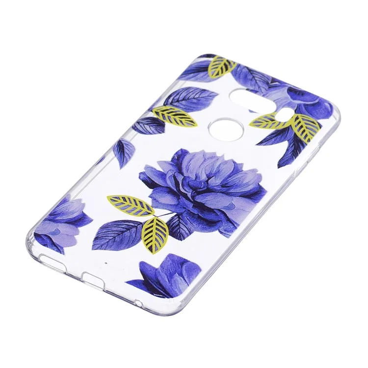 Pattern Printing TPU Phone Shell Case for LG V30 - Blue Flower
