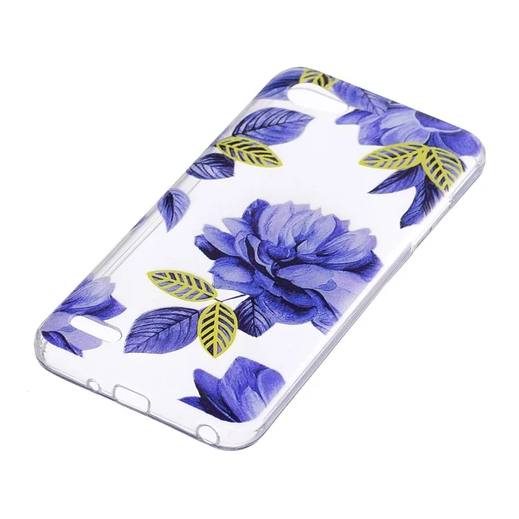Pattern Printing TPU Case for LG Q6 M700N (EU Version) / Q6 Plus - Purple Flower