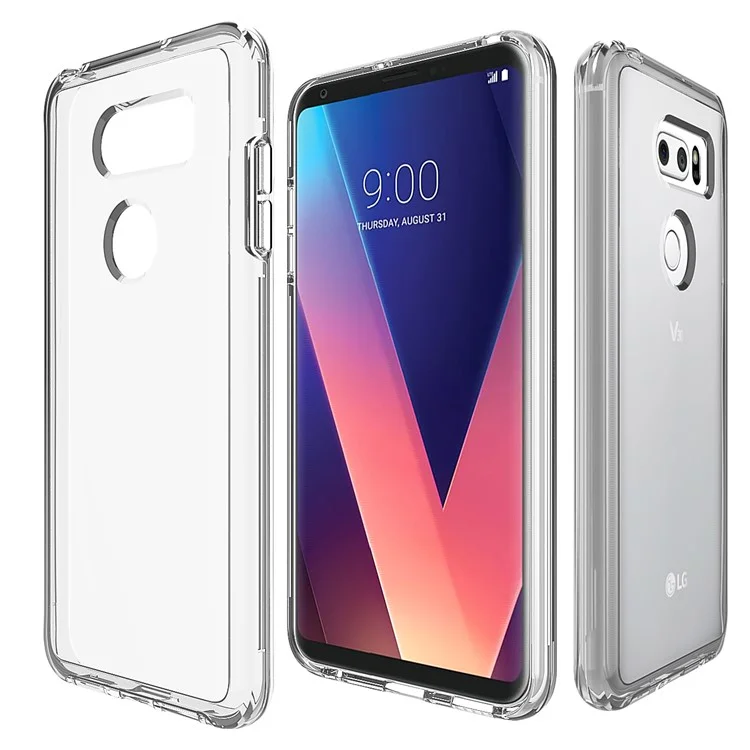 Clear PC Back + TPU Frame Hybrid Mobile Phone Case for LG V30 - Transparent