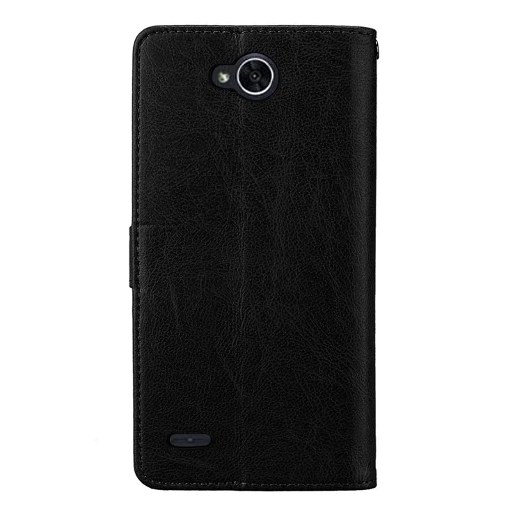 Crazy Horse PU Leather 3 Card Slots Cellphone Case for LG X power2 - Black
