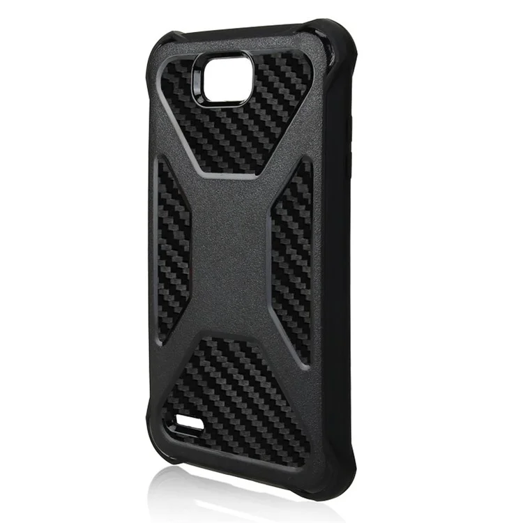 Carbon Fiber Texture PC + TPU Dropproof Phone Casing for LG X power2 / V7 - Black