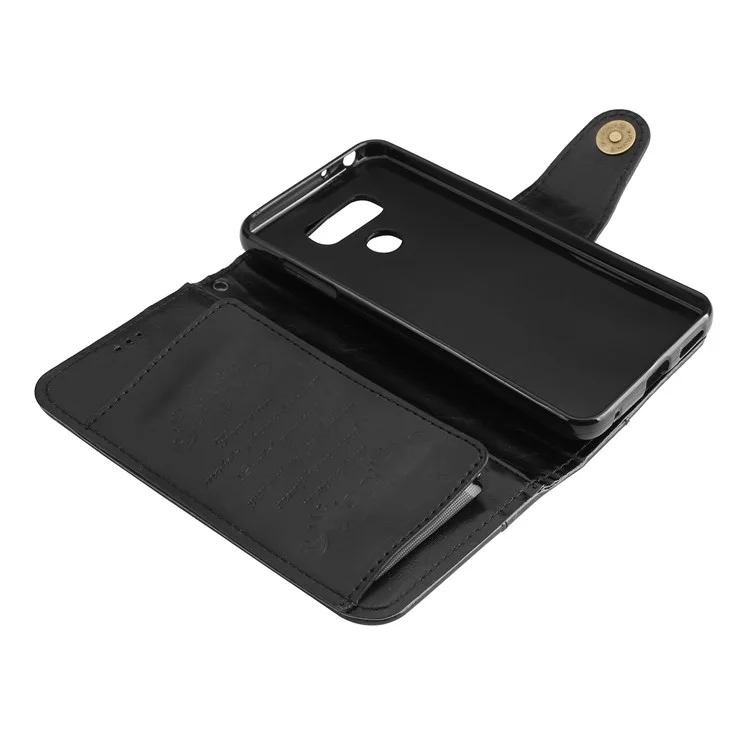 5-Slot Vintage Oil Wax Leather Wallet Case for LG G6 - Black