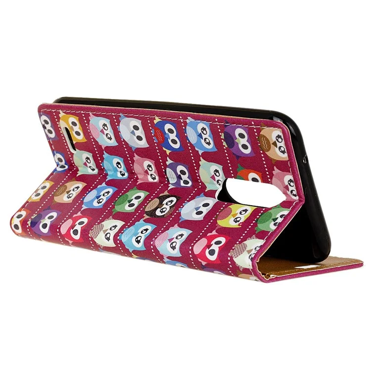 For LG K10 (2018) Patterned PU Leather Wallet Phone Case with Stand - Lovely Little Owls