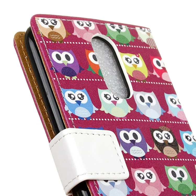 For LG K10 (2018) Patterned PU Leather Wallet Phone Case with Stand - Lovely Little Owls