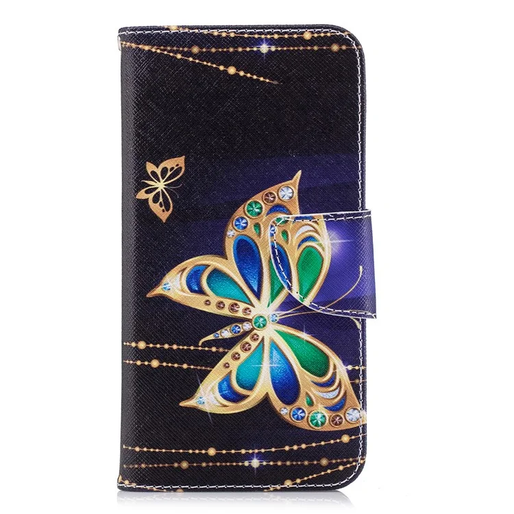 Pattern Printing Leather Wallet Case for LG K8 (2018) - Colorized Butterfly