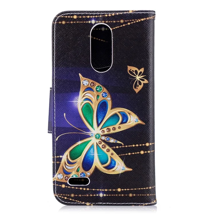 Pattern Printing Leather Wallet Case for LG K8 (2018) - Colorized Butterfly