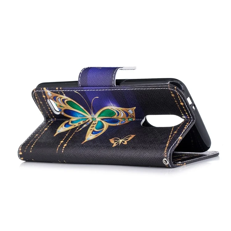 Pattern Printing Leather Wallet Case for LG K8 (2018) - Colorized Butterfly