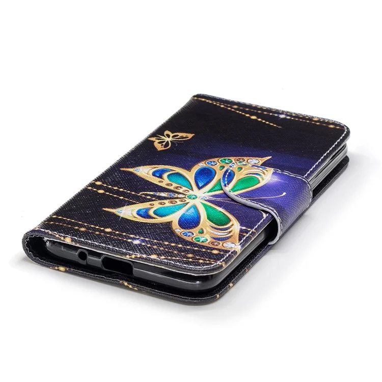 Pattern Printing Leather Wallet Case for LG K8 (2018) - Colorized Butterfly