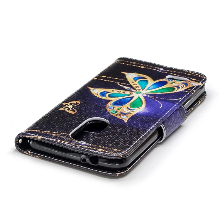 Pattern Printing Leather Wallet Case for LG K8 (2018) - Colorized Butterfly