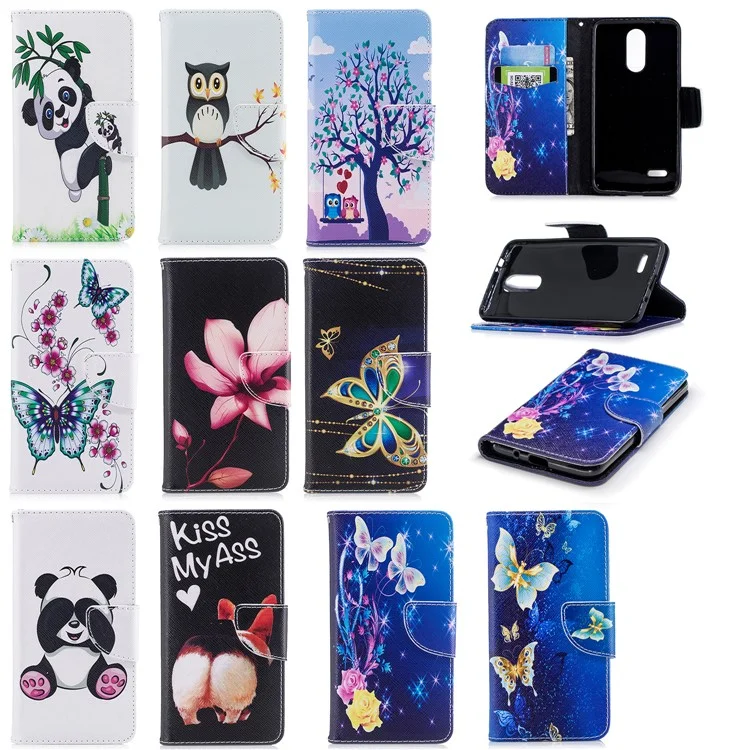 Pattern Printing Leather Wallet Case for LG K8 (2018) - Colorized Butterfly