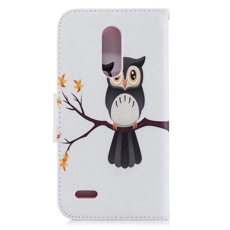 Pattern Printing Leather Wallet Stand Case for LG K10 (2018) - Owl on Branch