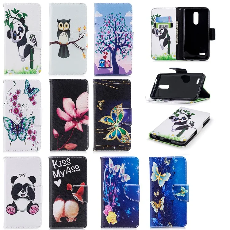 Pattern Printing Leather Wallet Stand Case for LG K10 (2018) - Owl on Branch