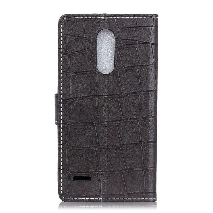 Crocodile Texture PU Leather Magnetic Stand Wallet Phone Case for LG K10 (2018) - Black