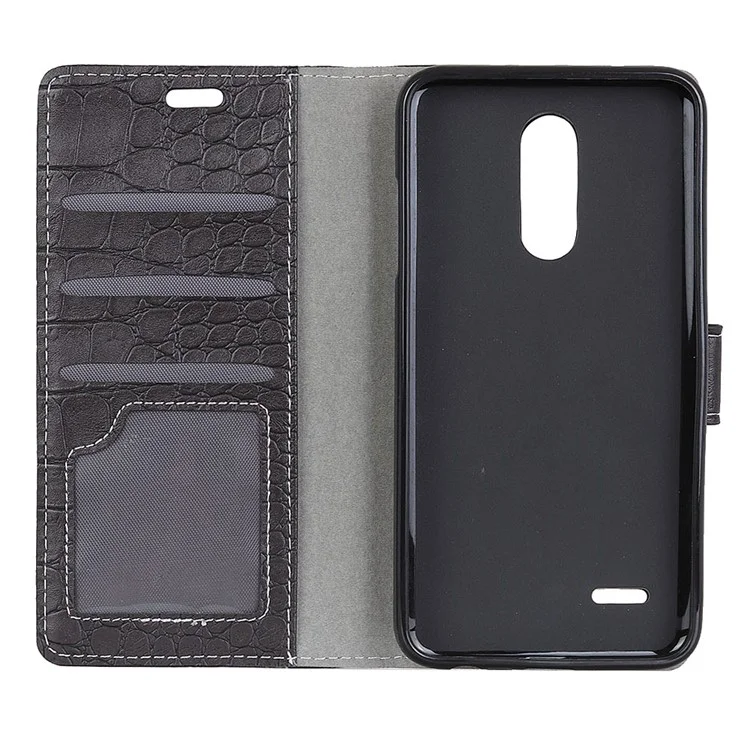 Crocodile Texture PU Leather Magnetic Stand Wallet Phone Case for LG K10 (2018) - Black