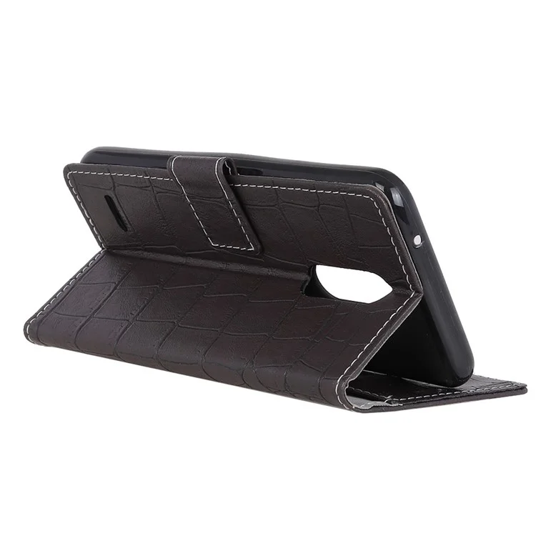 Crocodile Texture PU Leather Magnetic Stand Wallet Phone Case for LG K10 (2018) - Black