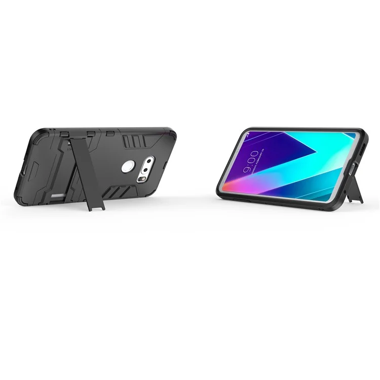 For LG V30s ThinQ Cool Guard PC+TPU Hybrid Kickstand Case - Black