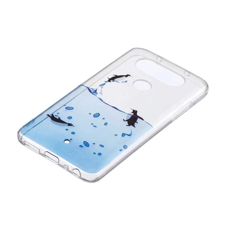 Pattern Printing IMD TPU Mobile Phone Cover Case for LG Q8 - Lovely Penguins