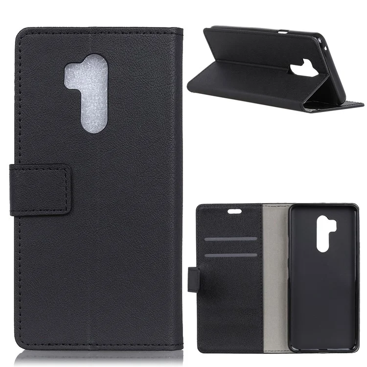 Wallet Magnetic Stand Leather Mobile Phone Shell for LG G7 ThinQ - Black