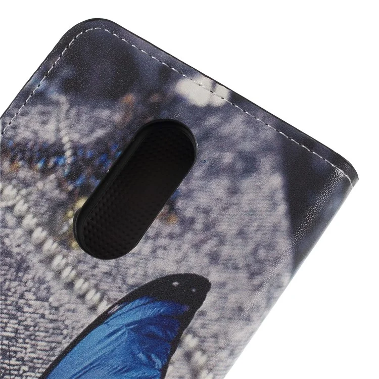 Pattern Printing PU Leather Magnetic Wallet Stand Case for LG K10 (2018) - Blue Butterfly
