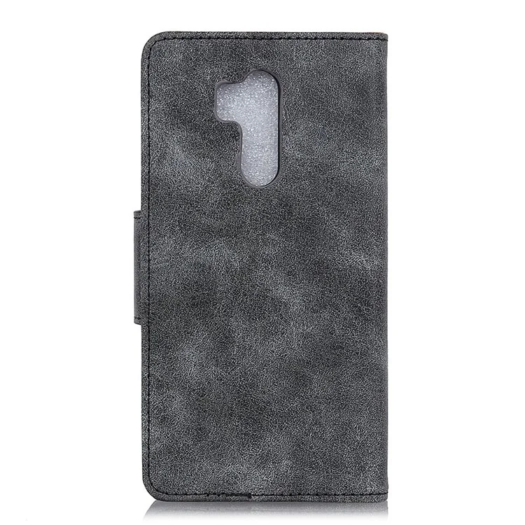 Vintage Style Wallet Split Leather Stand Protective Case for LG G7 ThinQ - Grey