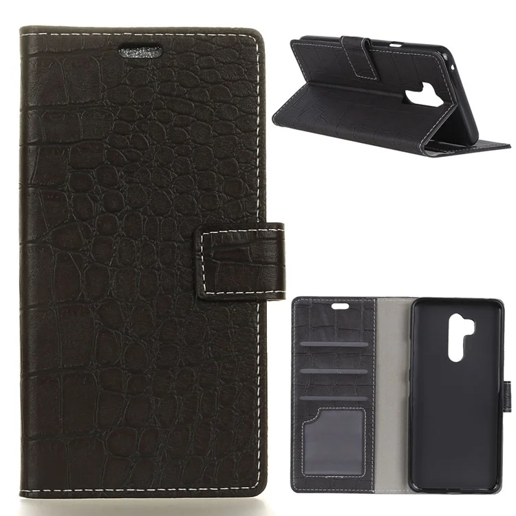 Crocodile Texture PU Leather Magnetic Stand Wallet Phone Case for LG G7 ThinQ - Black