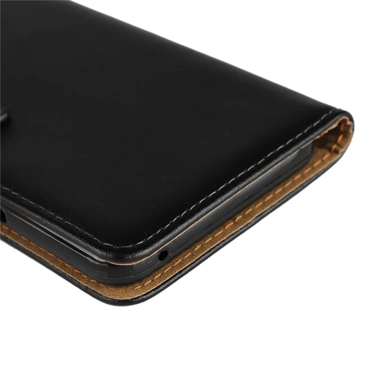 Genuine Leather Wallet Stand Phone Case for LG G7 ThinQ - Black