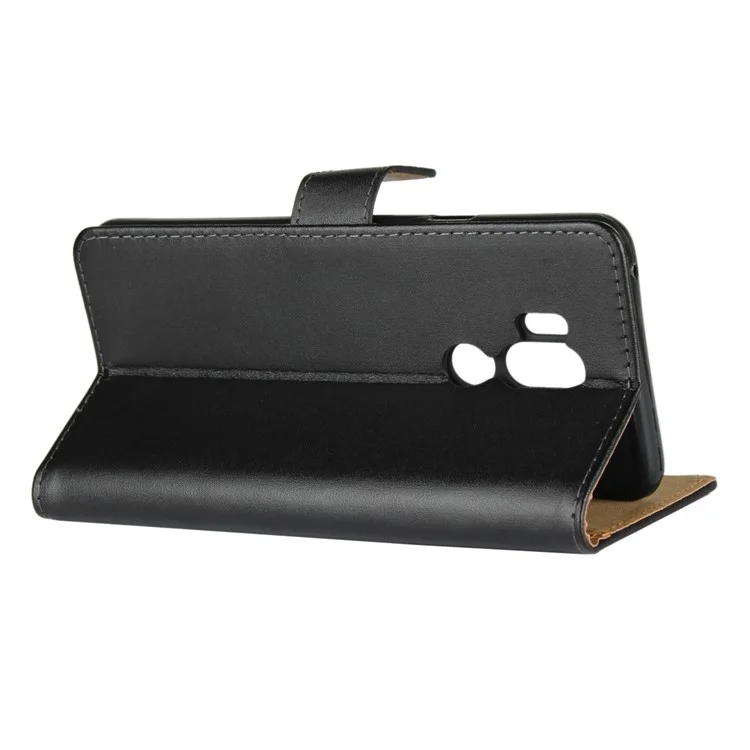 Genuine Leather Wallet Stand Phone Case for LG G7 ThinQ - Black