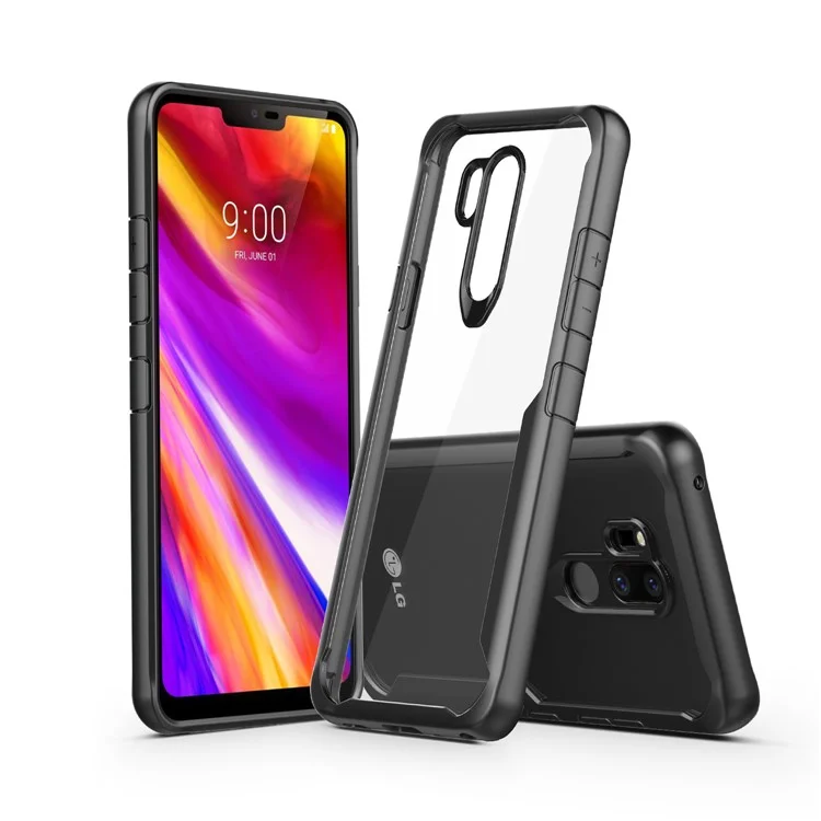 Shock Absorption PC + TPU Hybrid Cell Phone Case for LG G7 ThinQ - Black