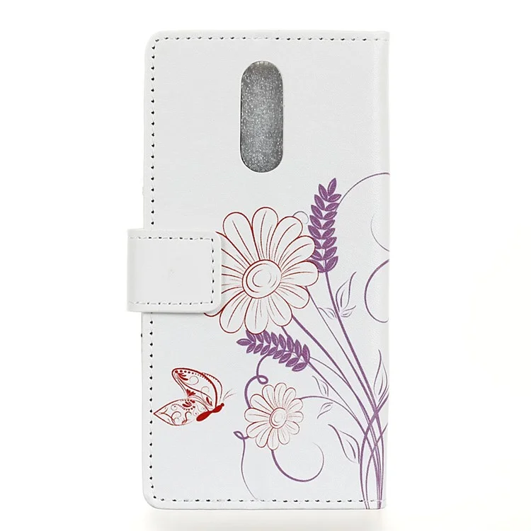 Pattern Printing Stand Leather Wallet Mobile Shell Case for LG Q7 - Butterfly and Flower