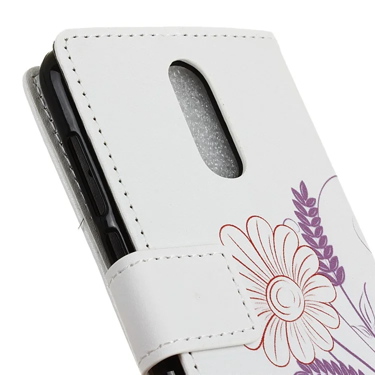 Pattern Printing Stand Leather Wallet Mobile Shell Case for LG Q7 - Butterfly and Flower