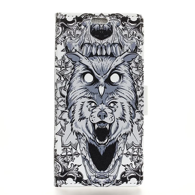 Pattern Printing Stand Leather Wallet Cellphone Cover Case for LG Q7 - Abstract Owl