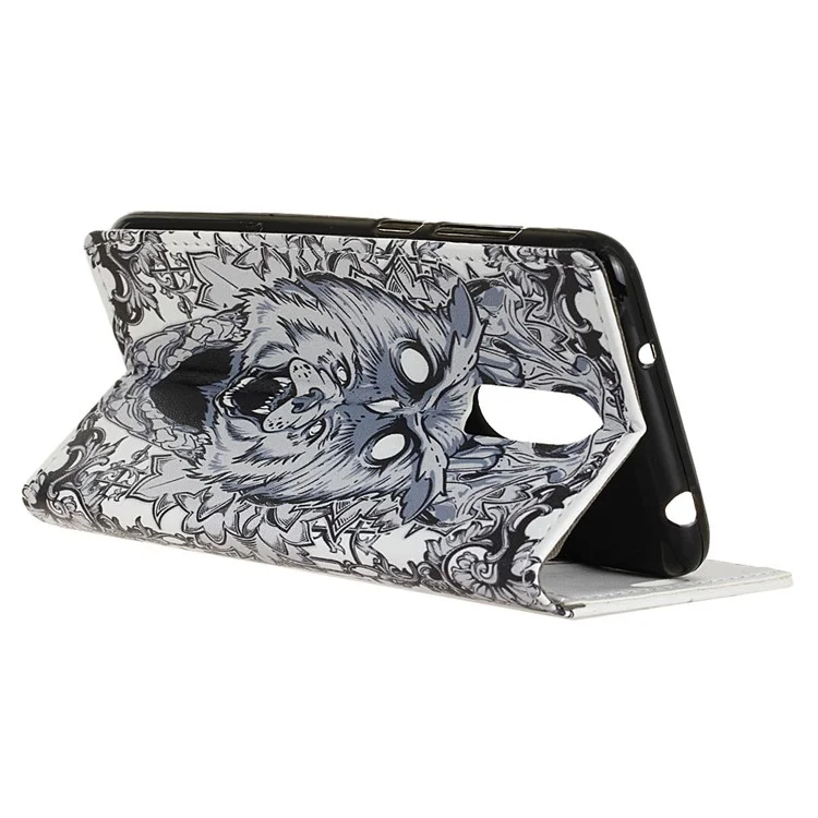 Pattern Printing Stand Leather Wallet Cellphone Cover Case for LG Q7 - Abstract Owl