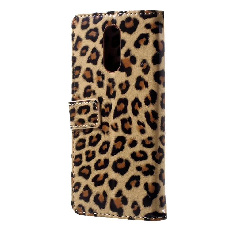 Leopard Pattern Magnetic Leather Wallet Phone Case for LG Q7