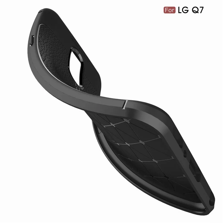Litchi Texture Soft TPU Mobile Phone Case for LG Q7 - Black