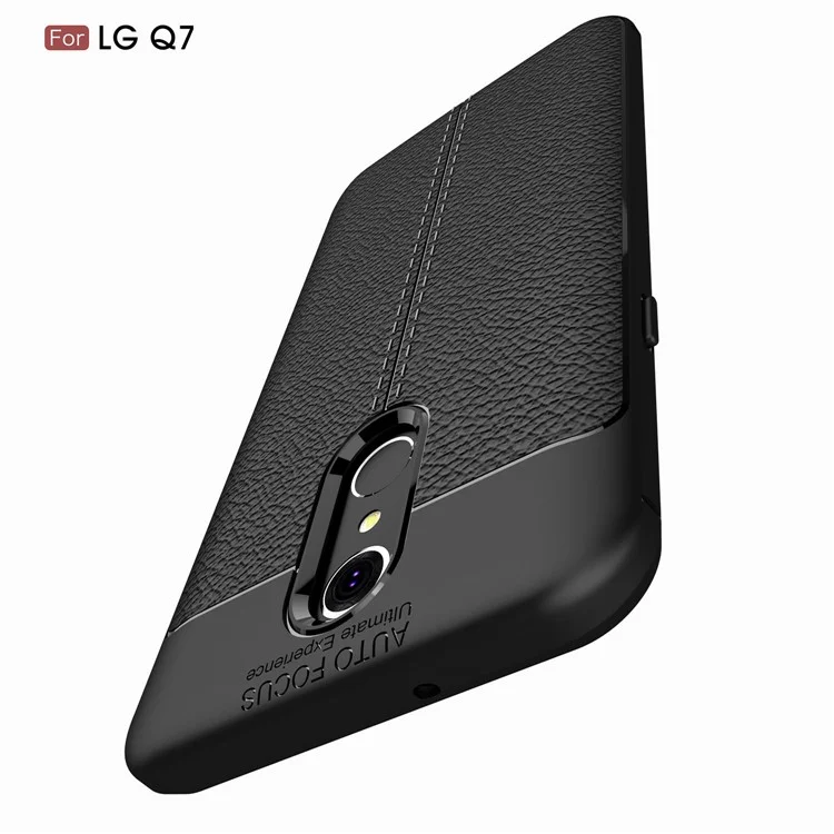 Litchi Texture Soft TPU Mobile Phone Case for LG Q7 - Black