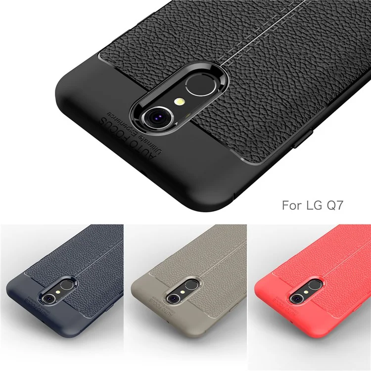 Litchi Texture Soft TPU Mobile Phone Case for LG Q7 - Black