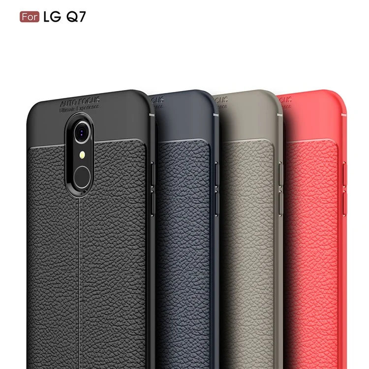 Litchi Texture Soft TPU Mobile Phone Case for LG Q7 - Black