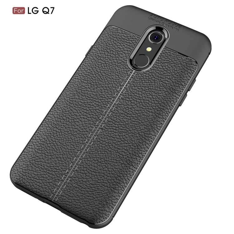 Litchi Texture Soft TPU Mobile Phone Case for LG Q7 - Black