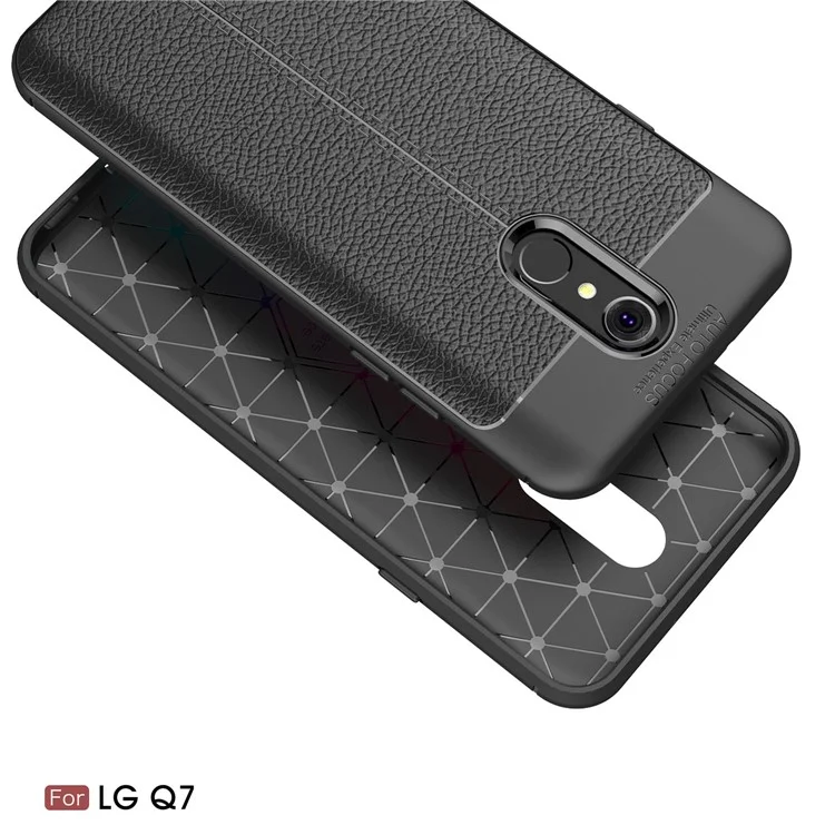 Litchi Texture Soft TPU Mobile Phone Case for LG Q7 - Black