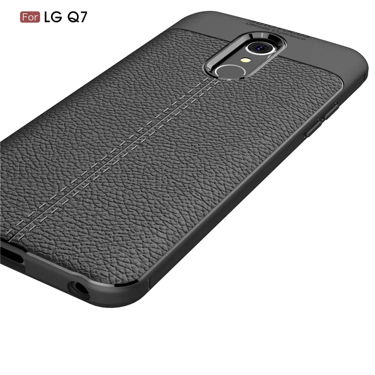 Litchi Texture Soft TPU Mobile Phone Case for LG Q7 - Black
