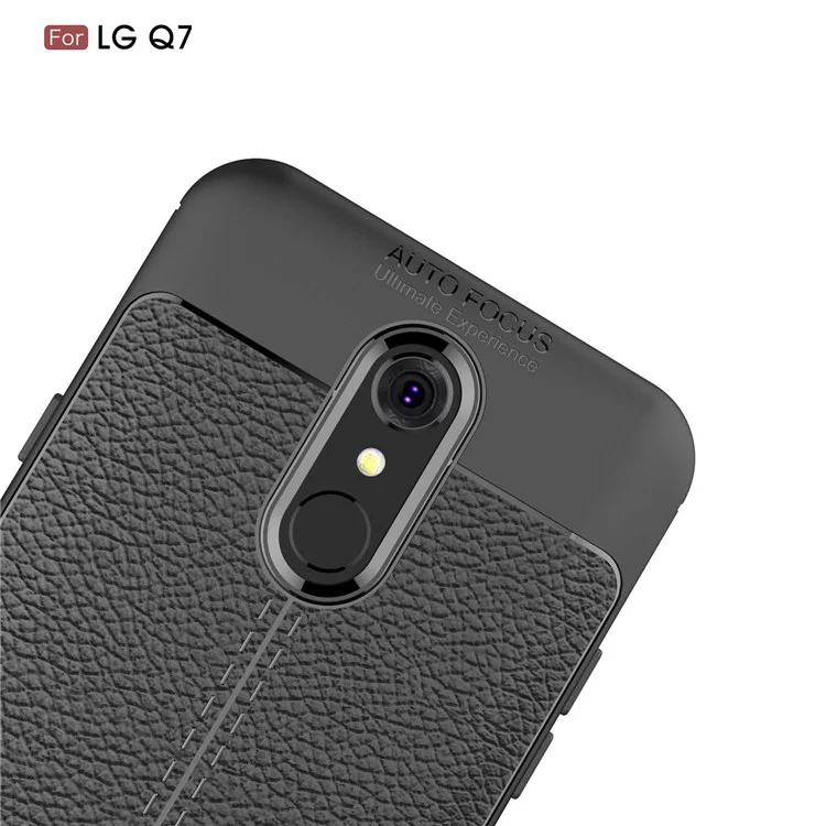 Litchi Texture Soft TPU Mobile Phone Case for LG Q7 - Black