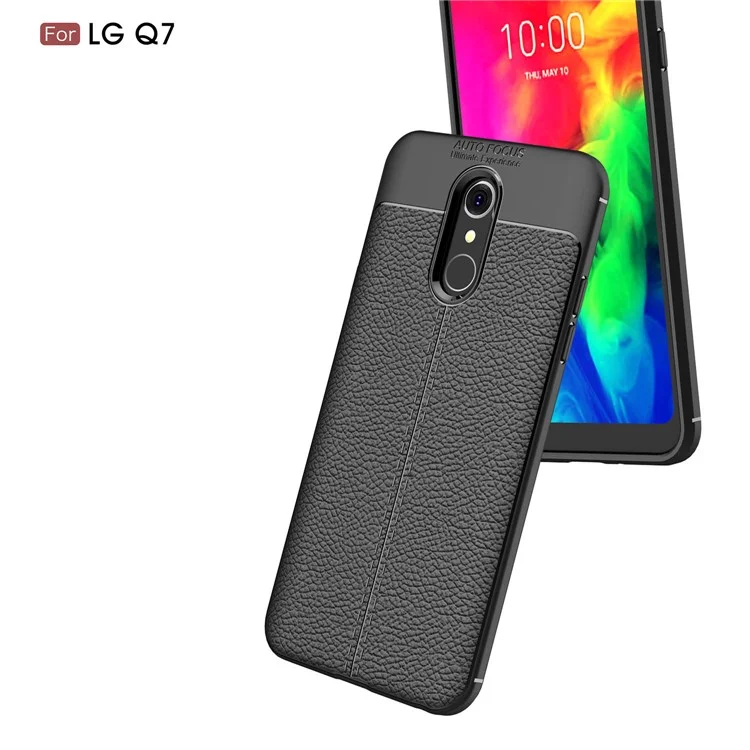 Litchi Texture Soft TPU Mobile Phone Case for LG Q7 - Black