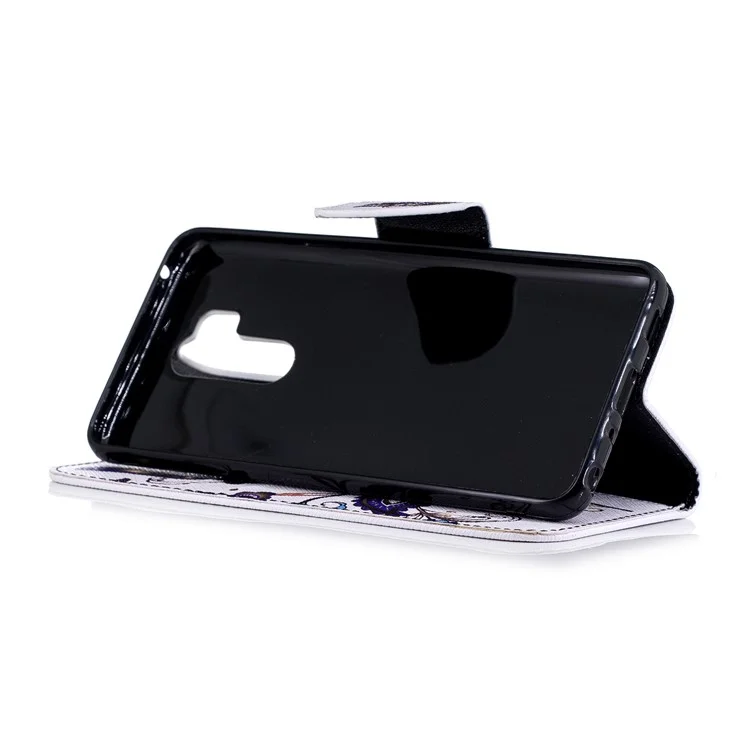 Pattern Printing Wallet Leather Stand Phone Shell for LG G7 ThinQ - Butterfly and Flower