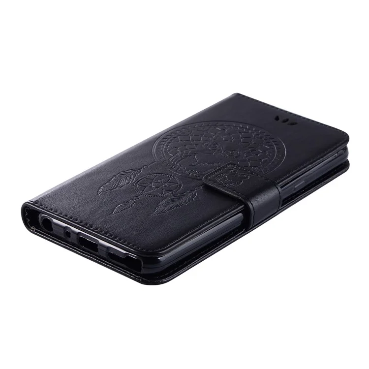 Imprint Owl Dream Catcher Wallet Stand Leather Case for LG Q Stylus - Black