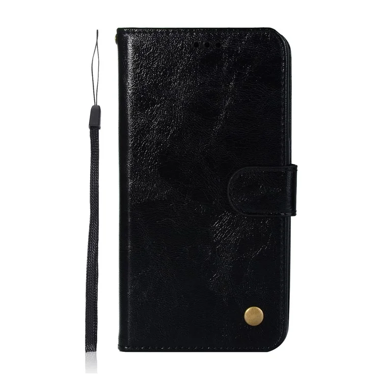 Premium Vintage PU Leather Stand Wallet Mobile Cover for LG Q Stylus - Black