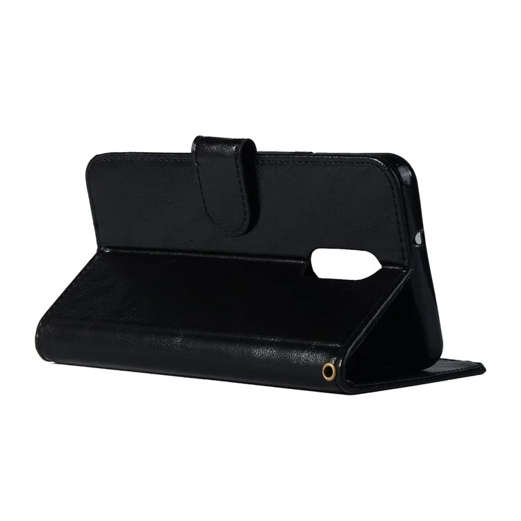 Premium Vintage PU Leather Stand Wallet Mobile Cover for LG Q Stylus - Black